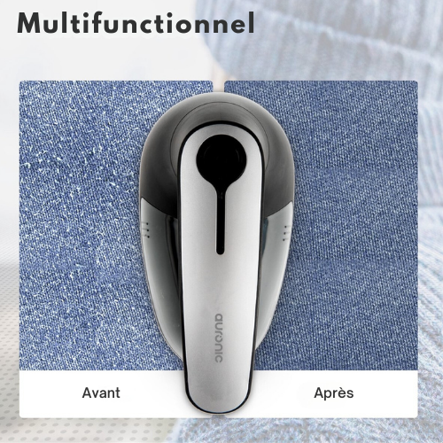 Rasoir anti-bouloche vêtements rechargeable USB Auronic Sans fil, 2 accessoires supplémentaires, Noir