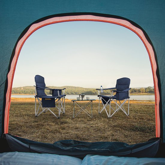 Chaise de camping - TRVLMORE  - XL - Chaise pliante confortable - 150 kg max - Porte-boisson - Bleu