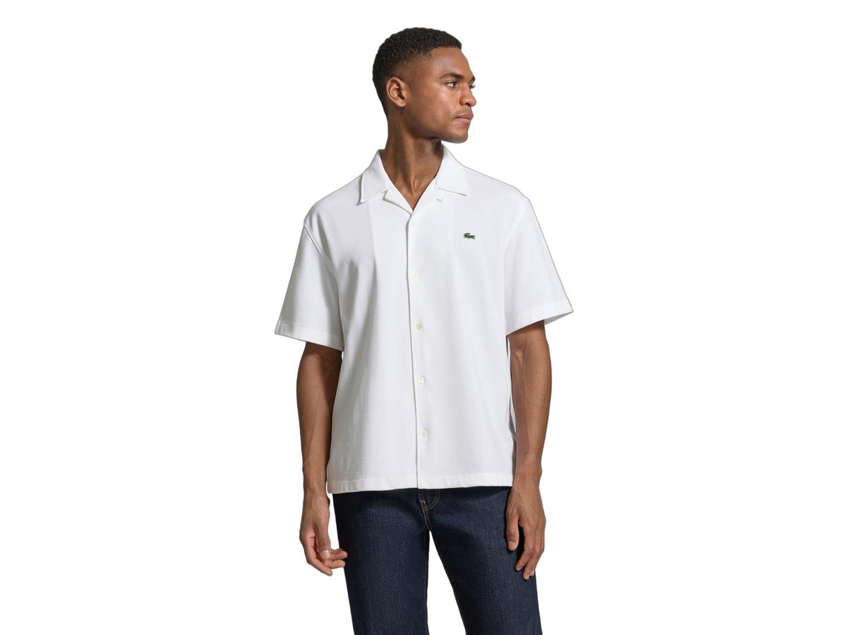 Chemise Lacoste - Petit-Piqué en coton biologique - taille 43 - Blanc