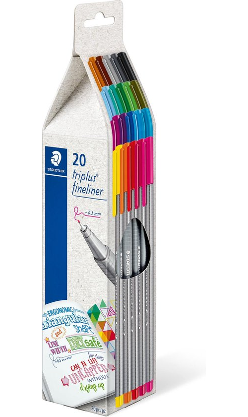 STAEDTLER triplus fineliner - étui en carton avec 20 couleurs