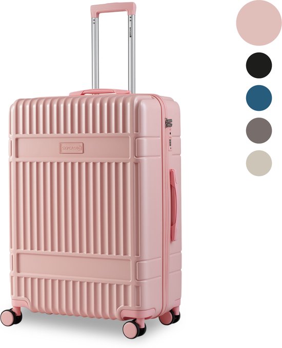 SKYCASES – Valise de voyage moyenne – Classic Heritage – Légère – Serrure TSA – 66 x 45 x 26 cm – 63 L – Valise à roulettes M – Roulettes silencieuses – Rose