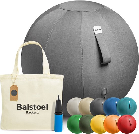 Ballon de siège Backerz 65 cm - Ballons de siège avec housse en lin - Chaise de bureau ergonomique pour le bureau et la maison - Ballon de yoga de luxe - Gris foncé