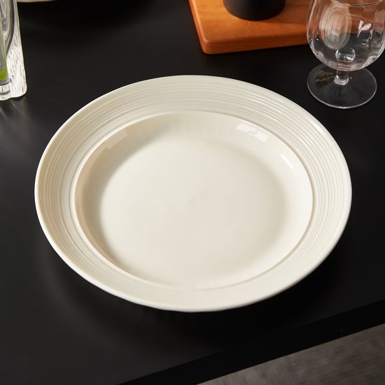Lot de 4 assiettes à dîner (Ø 25,4 cm / 10 pouces), lot d'assiettes, assiettes à petit-déjeuner, assiettes à pâtes, service de table pour 4 personnes, convient aux restaurants, à la restauration, aux fêtes, aux réunions de famille, aux banquets et aux piq