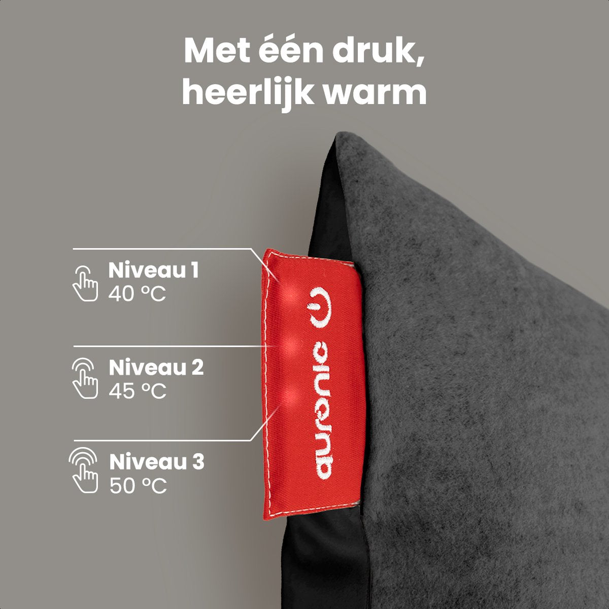 Auronic Heat Cushion - Classic - 45x60 - Sans fil - Rechargeable - Coussin électrique - Infrarouge - Anthracite