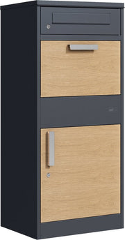 Boîte aux lettres pour colis AXI Levi en métal anthracite/aspect bois – Boîte pouvant contenir plusieurs colis – Avec serrure et compartiment séparé pour le courrier – 50,6 x 38,3 x 112 cm