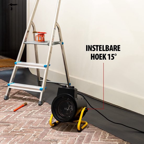 Radiateur industriel Tristar KA-5061 - 1 500 W - 3 000 W - 3 réglages - Thermostat réglable - Indice de protection IPX4 (résistant aux éclaboussures) - Noir/Jaune