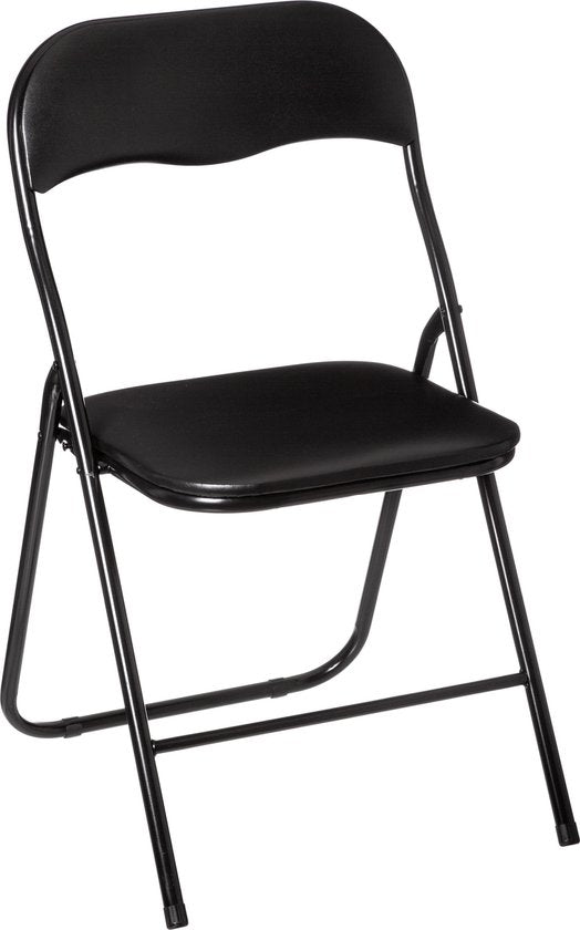 Chaise pliante avec assise en PVC - Noir - 44 x 48 x 79 cm - Métal - Chaises d'appoint - Pliable