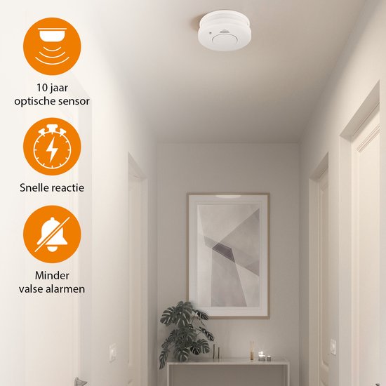 Smartwares FSM-11514 - Détecteur de fumée, lot de 4, 85 dB - Pile d'une durée de 5 ans, capteur d'une durée de 10 ans - Certifié TÜV - Détecteur d'incendie
