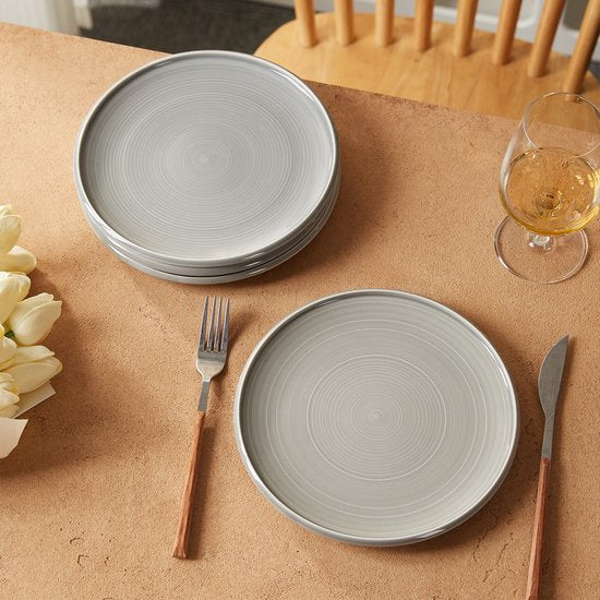 Lot de 4 assiettes plates (Ø 21,8 cm / 8,5 pouces), lot d'assiettes, assiettes à petit-déjeuner, assiettes à dessert, service de table pour 4 personnes, convient aux restaurants, à la restauration, aux fêtes, aux réunions de famille, aux banquets et aux p