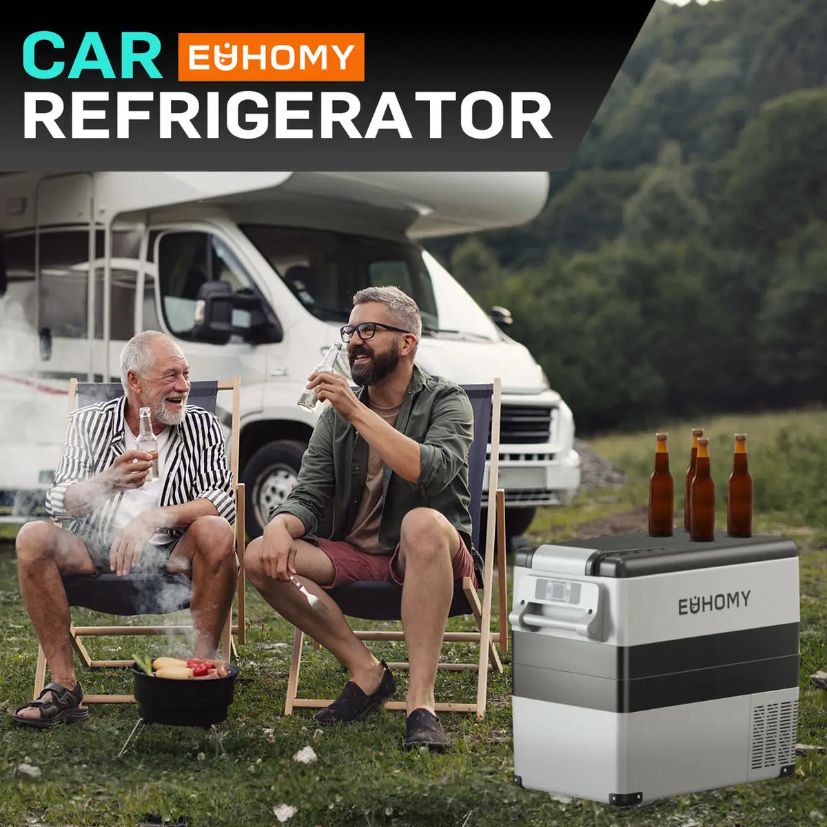 Glacière à compresseur Euhomy 49,4 litres - 12/24 V CC et 240 V CA