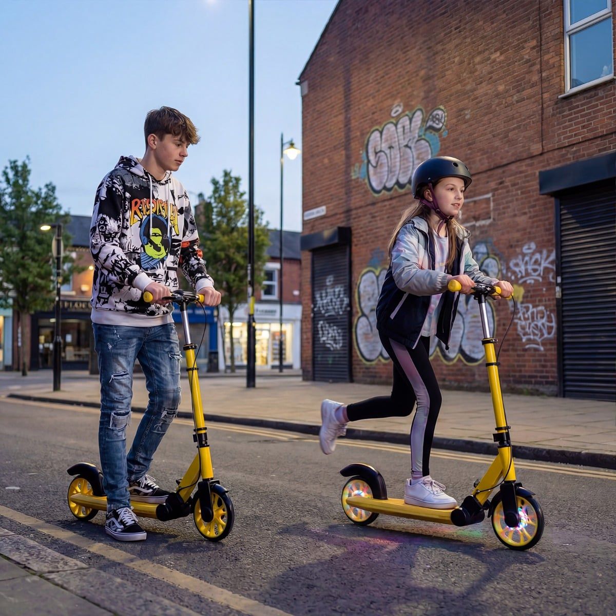 Trottinette pliable Coast - Roues à LED - Guidon réglable - Jaune