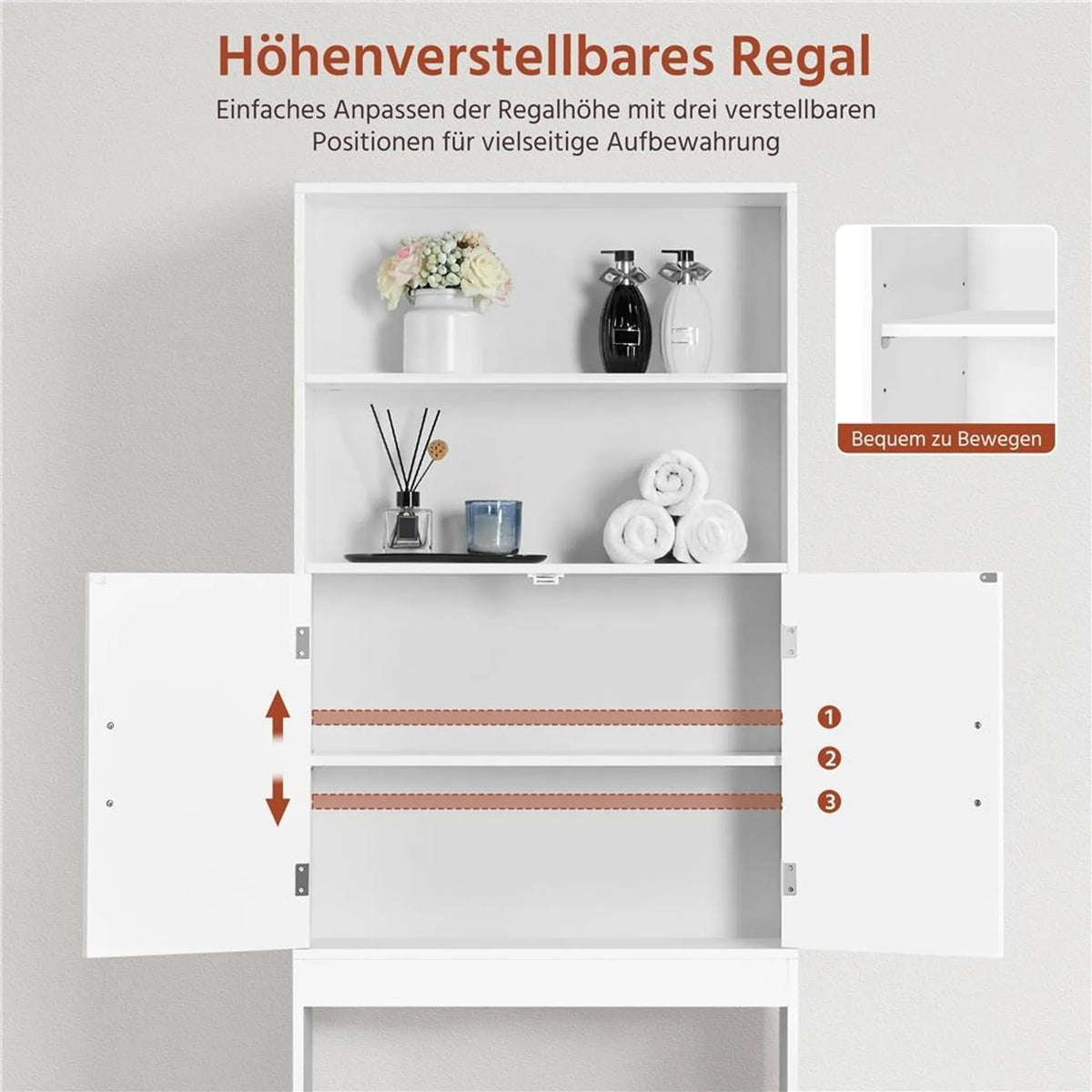Yaheetech Meuble de toilettes peu encombrant / Meuble de rangement 72 x 20 x 195 cm – Blanc – MDF et métal