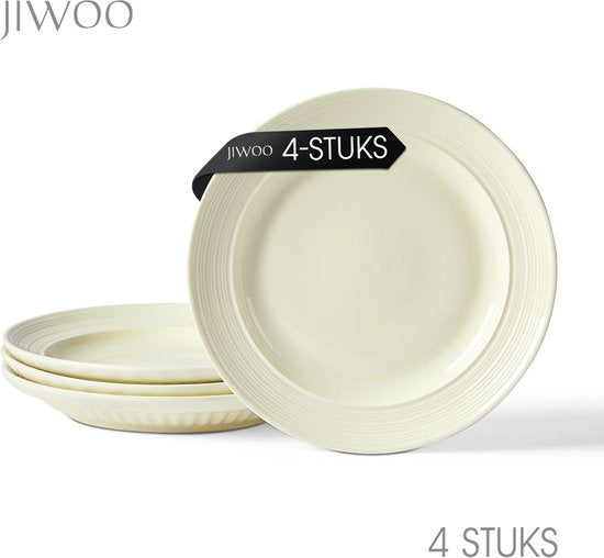 Lot de 4 assiettes à dîner (Ø 25,4 cm / 10 pouces), lot d'assiettes, assiettes à petit-déjeuner, assiettes à pâtes, service de table pour 4 personnes, convient aux restaurants, à la restauration, aux fêtes, aux réunions de famille, aux banquets et aux piq