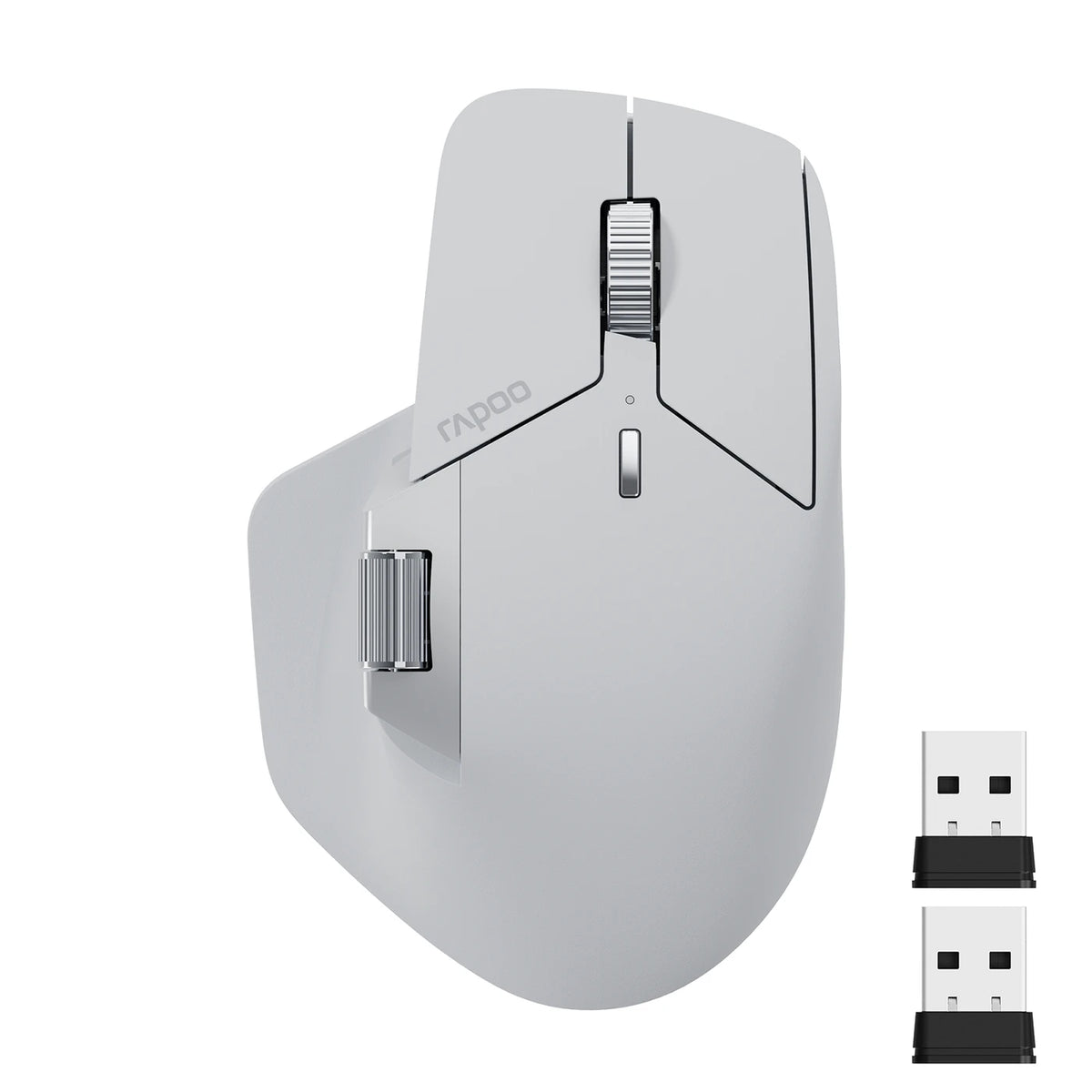 Souris sans fil Rapoo MT760L - Bluetooth 5.0 et 2,4 GHz - 11 boutons programmables - 4 000 DPI - USB-C - Gris clair