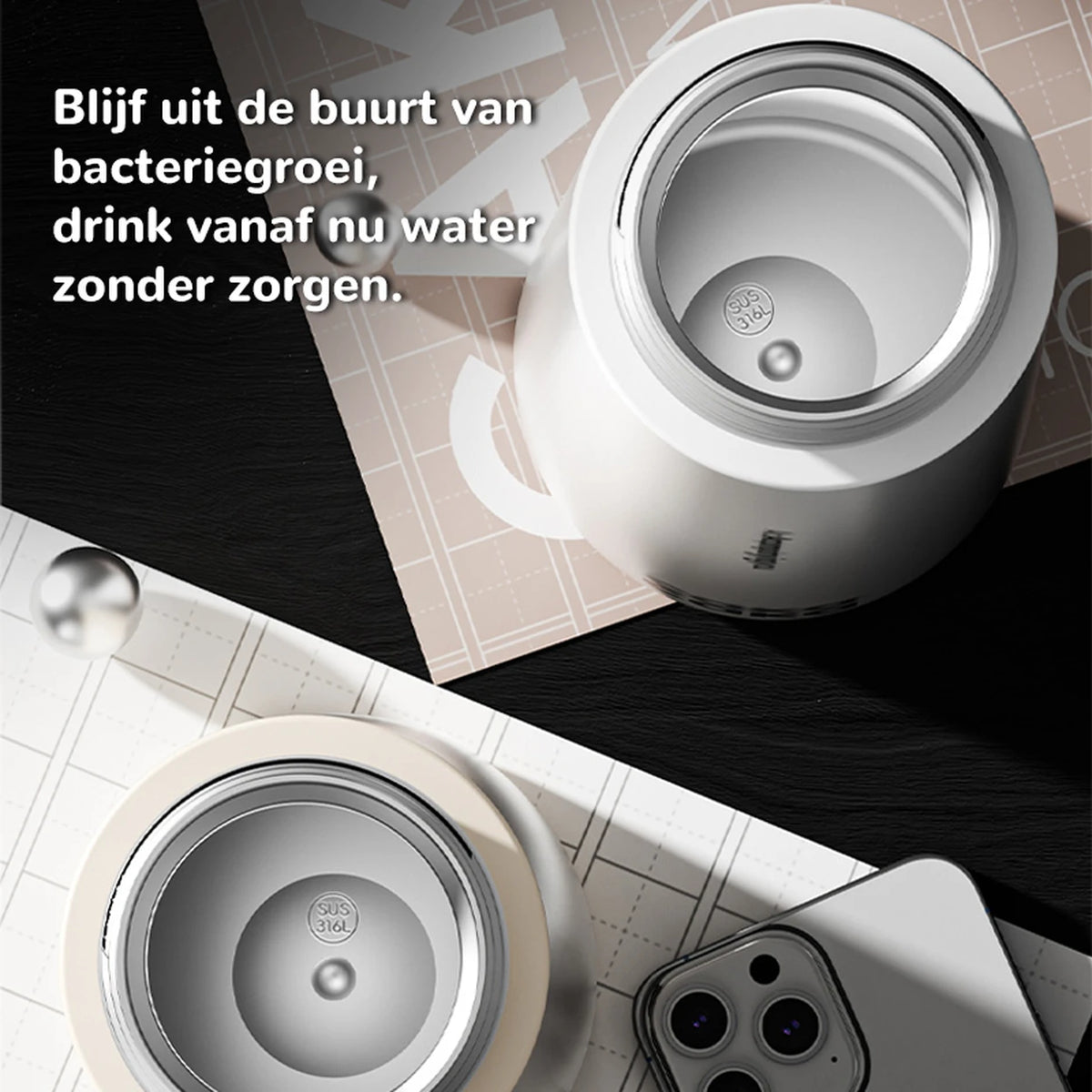 Gourde LIFEPAL BF25B572 avec support magnétique pour téléphone - 550 ml - rose