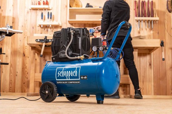Compresseur Scheppach Super Silent HC51Si - 5 bars - 50 L - 1 500 W - Compresseur silencieux (60 dB) - Sans huile