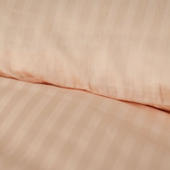 Housse de couette Kayori Elin en satin de coton - 140 x 200-220 + 1 taie d'oreiller - Lit simple - Nude