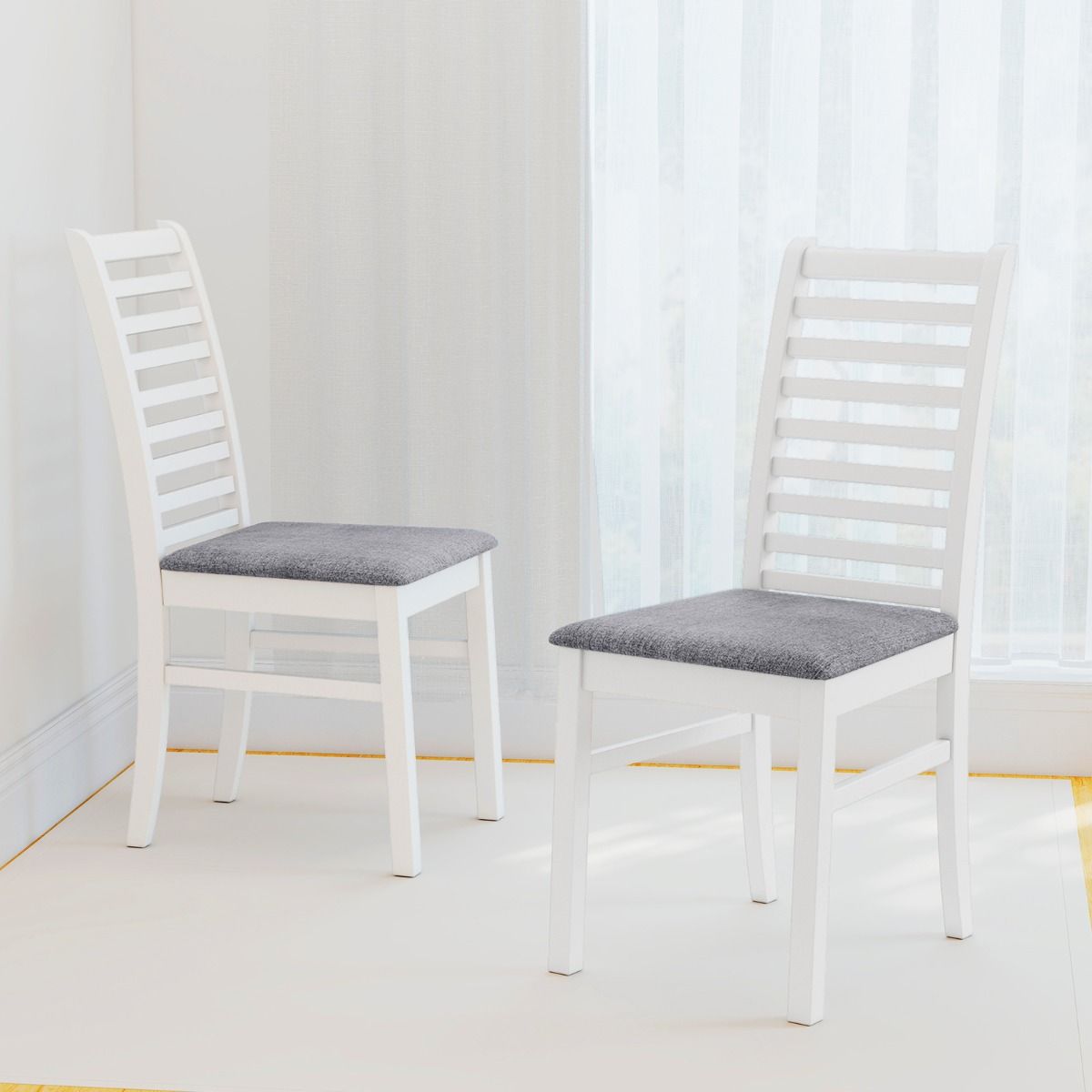 Lot de 2 chaises de salle à manger Coast - sans accoudoirs - assise rembourrée - blanc et gris
