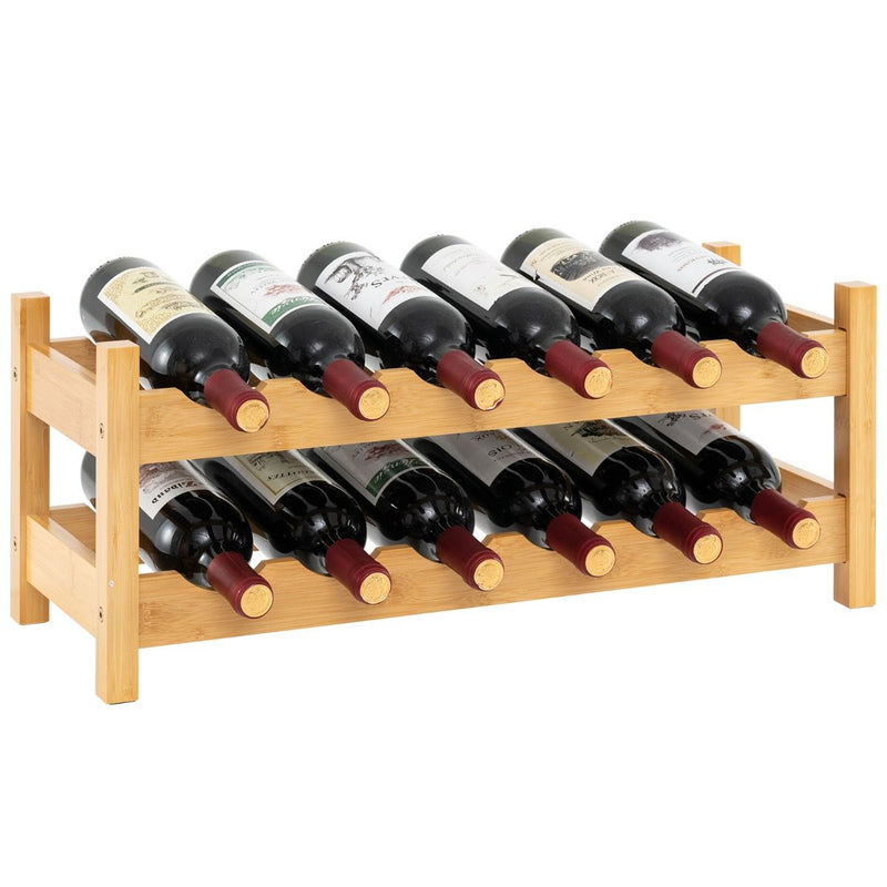 Casier à vin Coast en bambou - 2 étages - pour 12 bouteilles - naturel