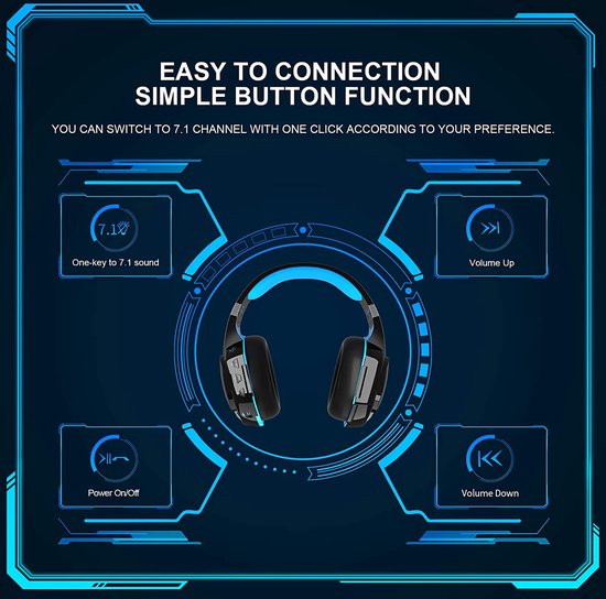 PHOINIKAS G2000 BT Bluetooth Laptop Gaming headset with microphone Over-ear Headphones - Black blue