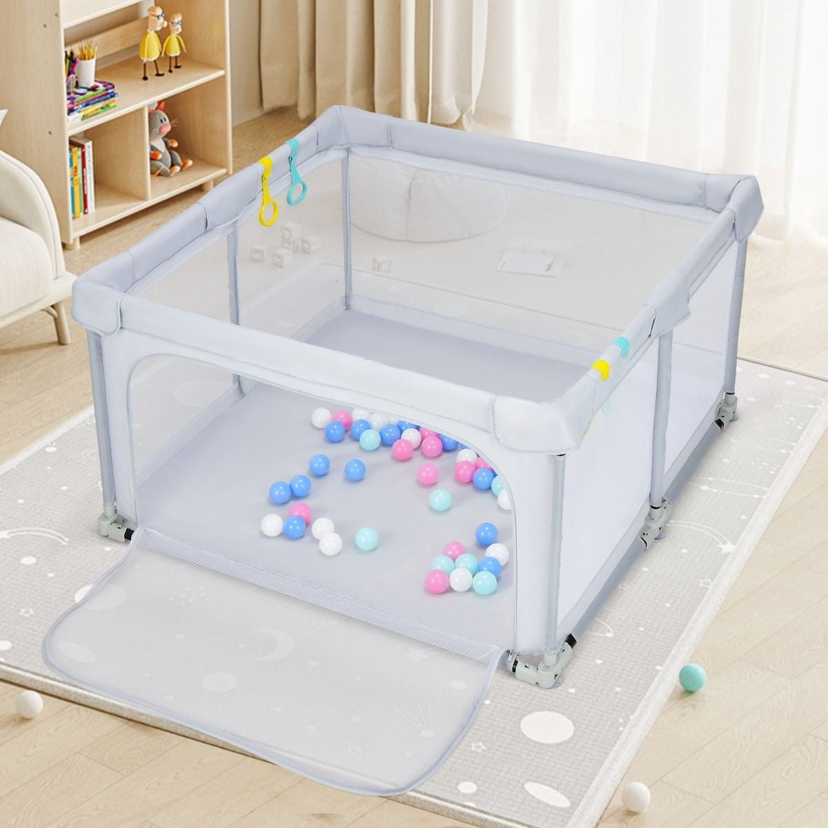Coast Baby Box - pliable - avec 50 balles - 124 x 124 x 70 cm - gris