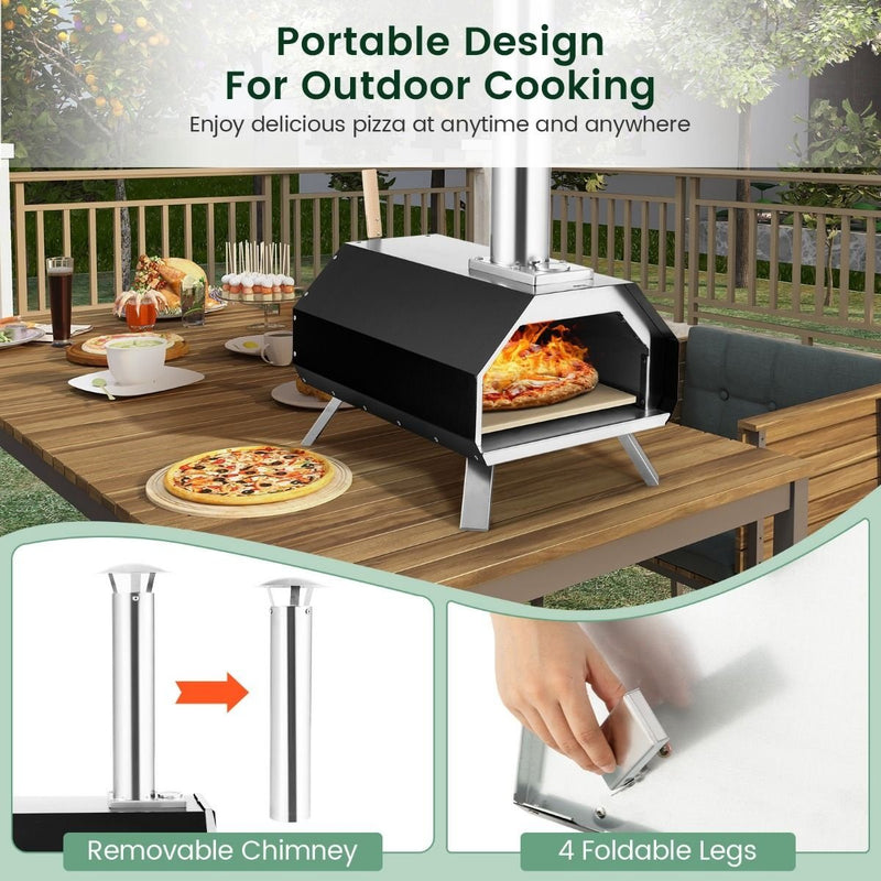 Four à Pizza Portable Coast - Noir - 500 °C - 51x38.5x83cm