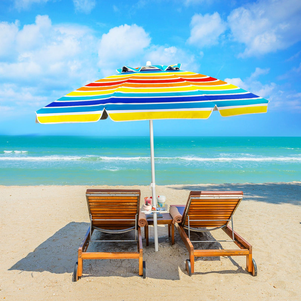 Coast 220 cm Beach Umbrella UPF50 - Parasol portable multicolore avec parasol inclinable