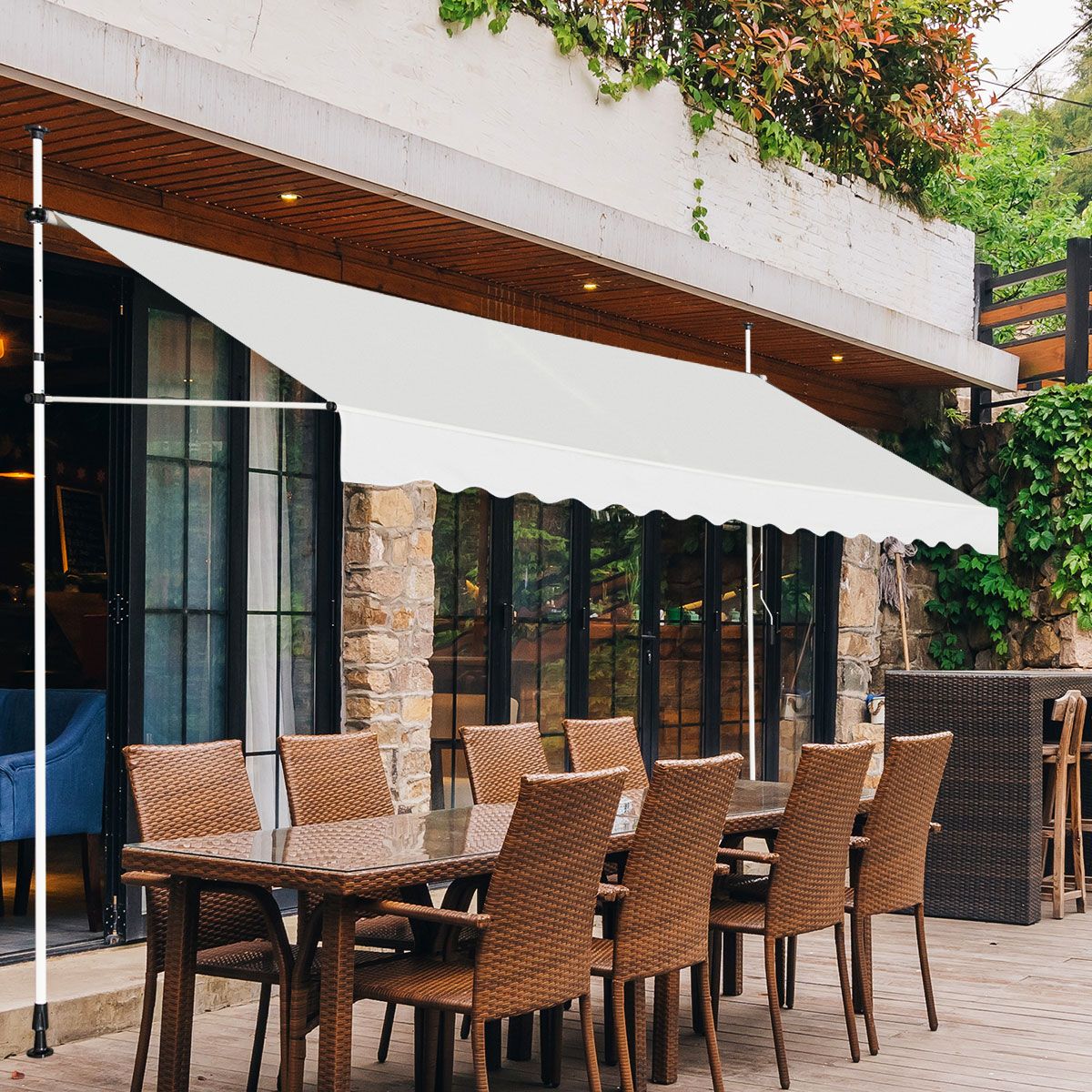 Parasol extensible Coast - Imperméable - Résistant aux UV - Réglable - Largeur 395 cm - Beige
